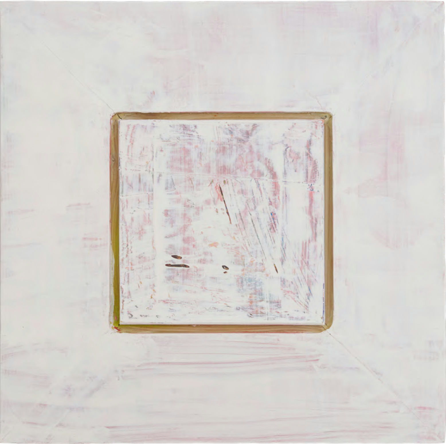 PCB AND GRAIN — Oil paint, colored pencil, gesso, acrylic on British red cedar, 45 × 45cm, 2025
Photo: Peter Otto