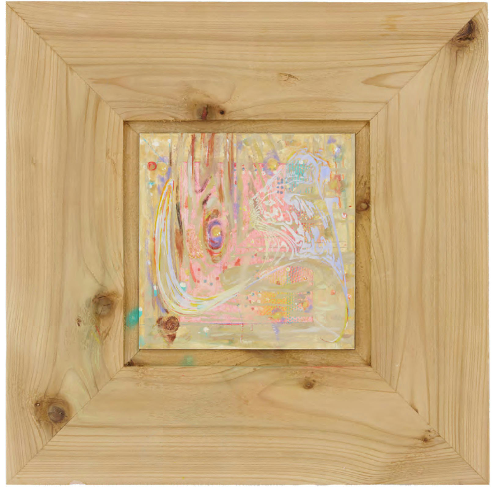 BRITISH RED RADEL — Oil paint, colored pencil, gesso, acrylic on British red cedar, 45 × 45cm, 2025
Photo: Peter Otto