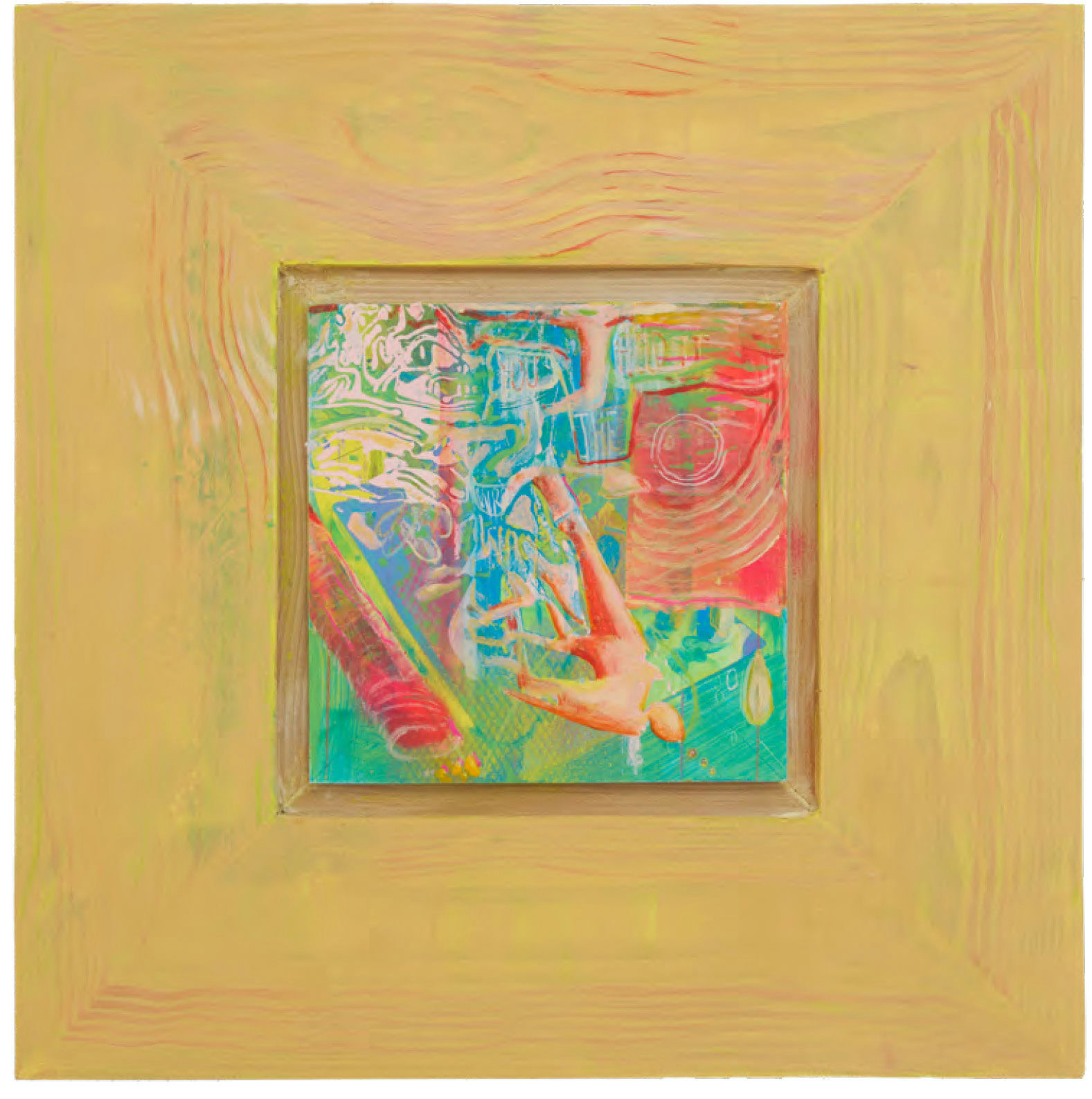 HEAD — Oil paint, colored pencil, gesso, acrylic on British red cedar, 45 × 45cm, 2025
Photo: Peter Otto