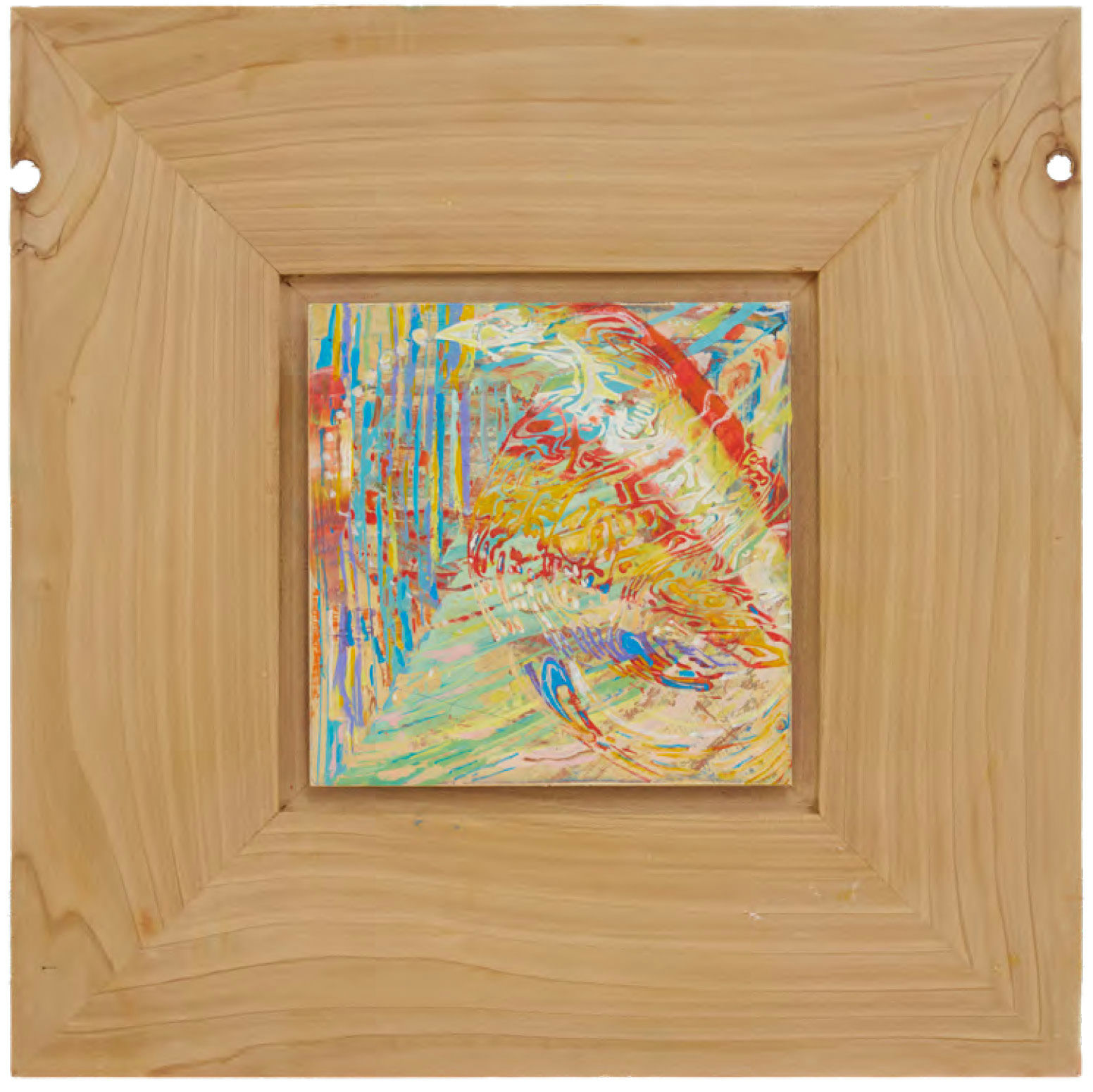 PCB BRC — Oil paint, colored pencil, gesso, acrylic on British red cedar, 45 × 45cm, 2025
Photo: Peter Otto