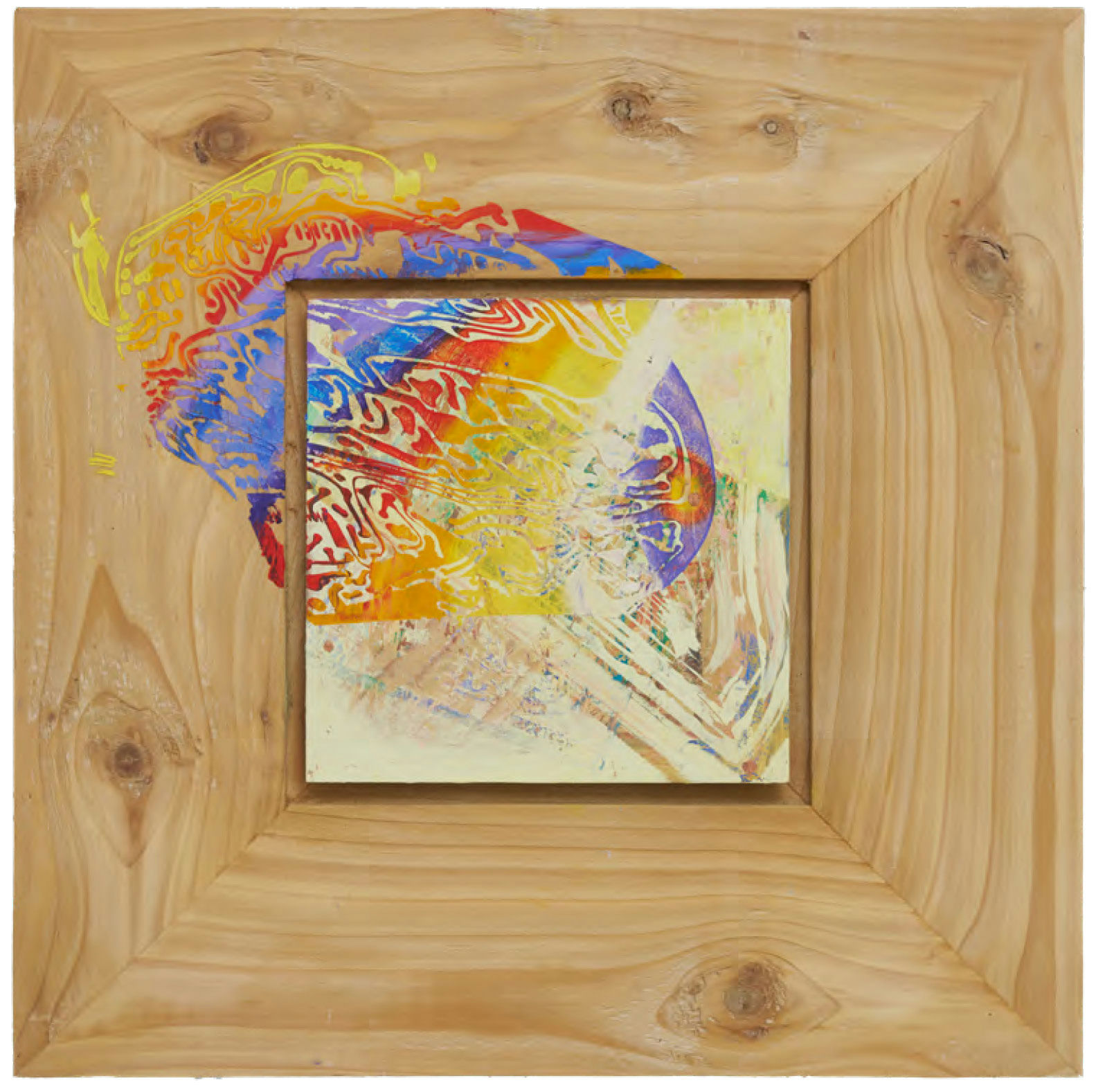 RADEL TALA BRITISH RED CEDAR III — Oil paint, colored pencil, gesso, acrylic on British red cedar, 45 × 45cm, 2025
Photo: Peter Otto