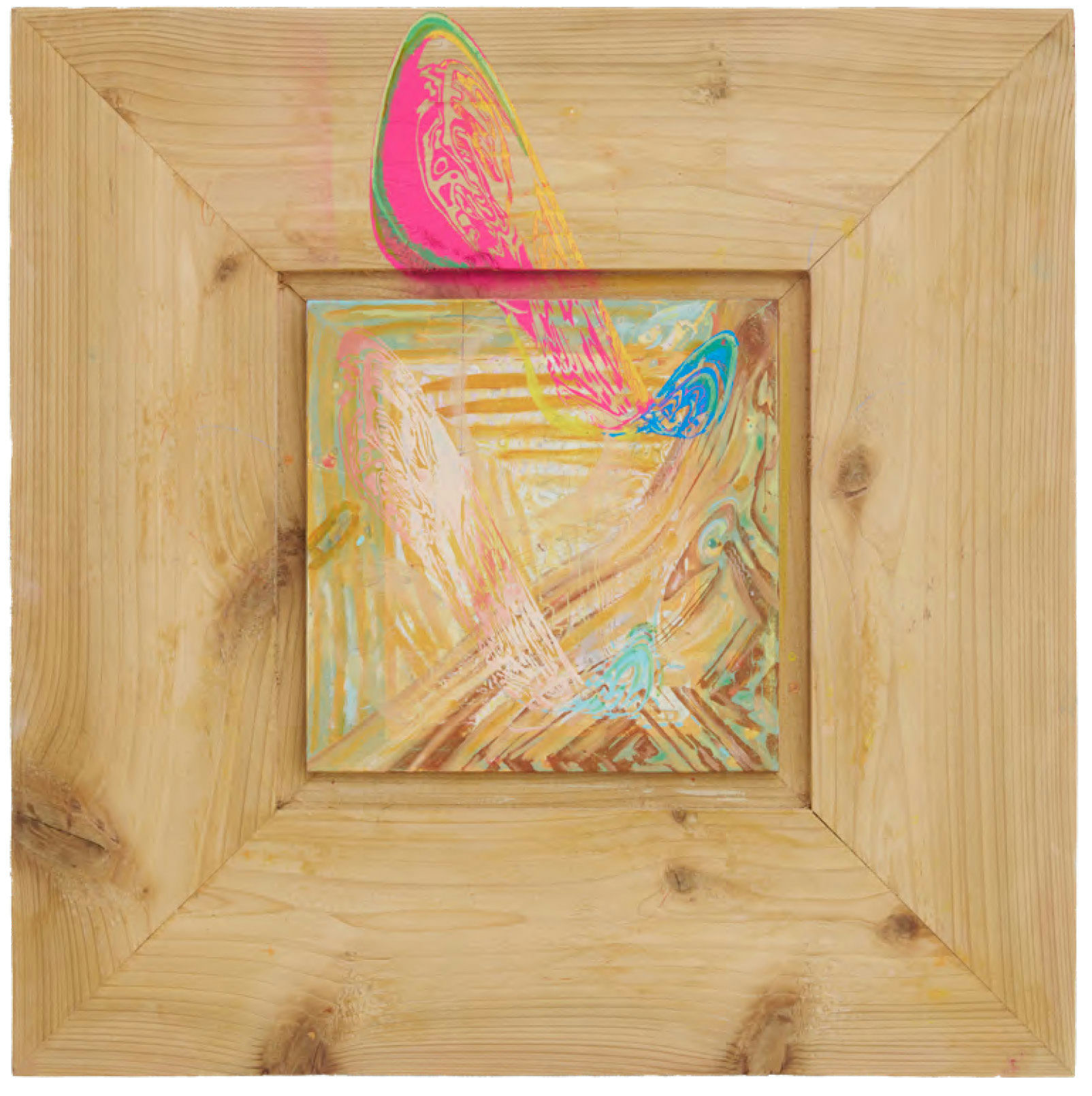 DOUBLE PCB — Oil paint, colored pencil, gesso, acrylic on British red cedar, 45 × 45cm, 2025
Photo: Peter Otto