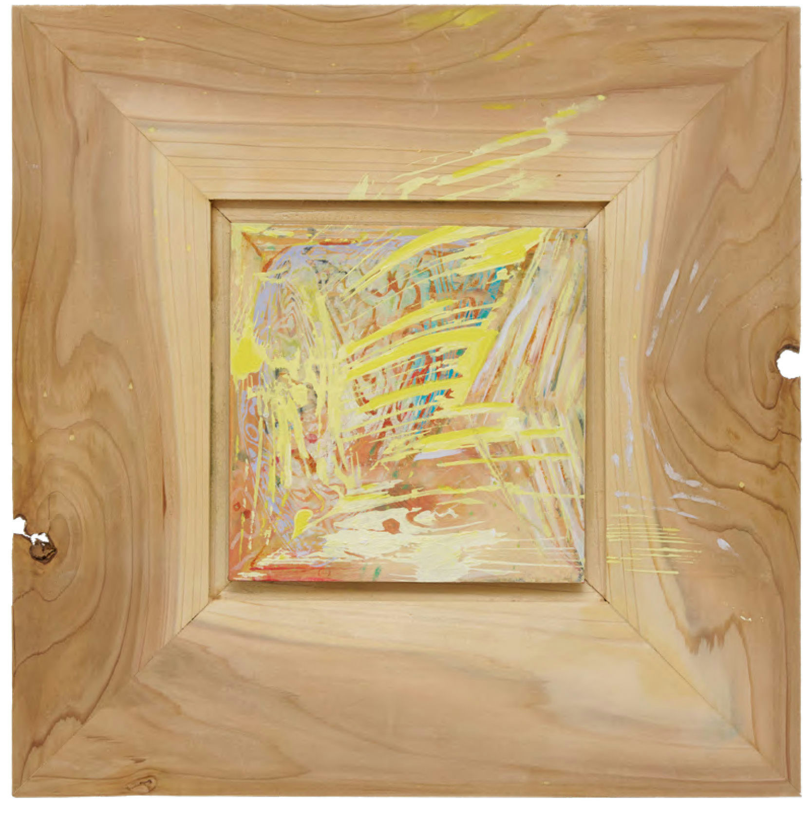 GRAIN CIRCUIT — Oil paint, colored pencil, gesso, acrylic on British red cedar, 45 × 45cm, 2025
Photo: Peter Otto