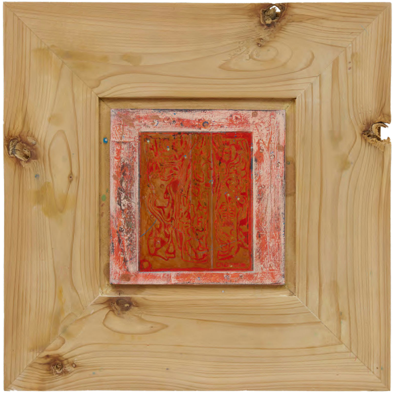 RADEL TALA BRITISH RED CEDAR V — Oil paint, colored pencil, gesso, acrylic on British red cedar, 45 × 45cm, 2025
Photo: Peter Otto