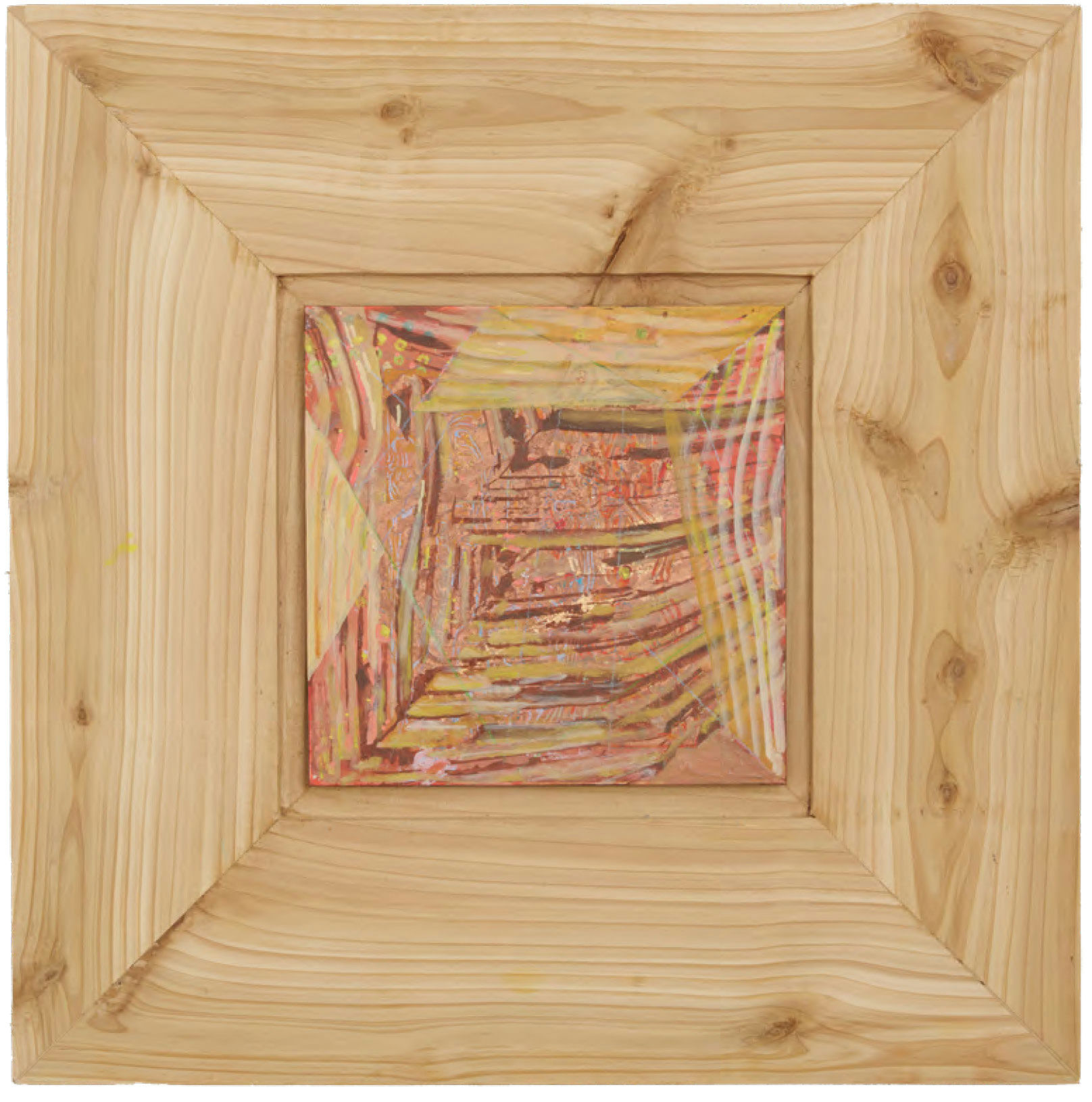BRITISH RED — Oil paint, colored pencil, gesso, acrylic on British red cedar, 45 × 45cm, 2025
Photo: Peter Otto